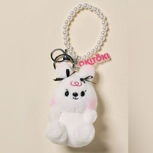 Okitoki Blushing Bunny Pearl Plushie Keychain - NWT